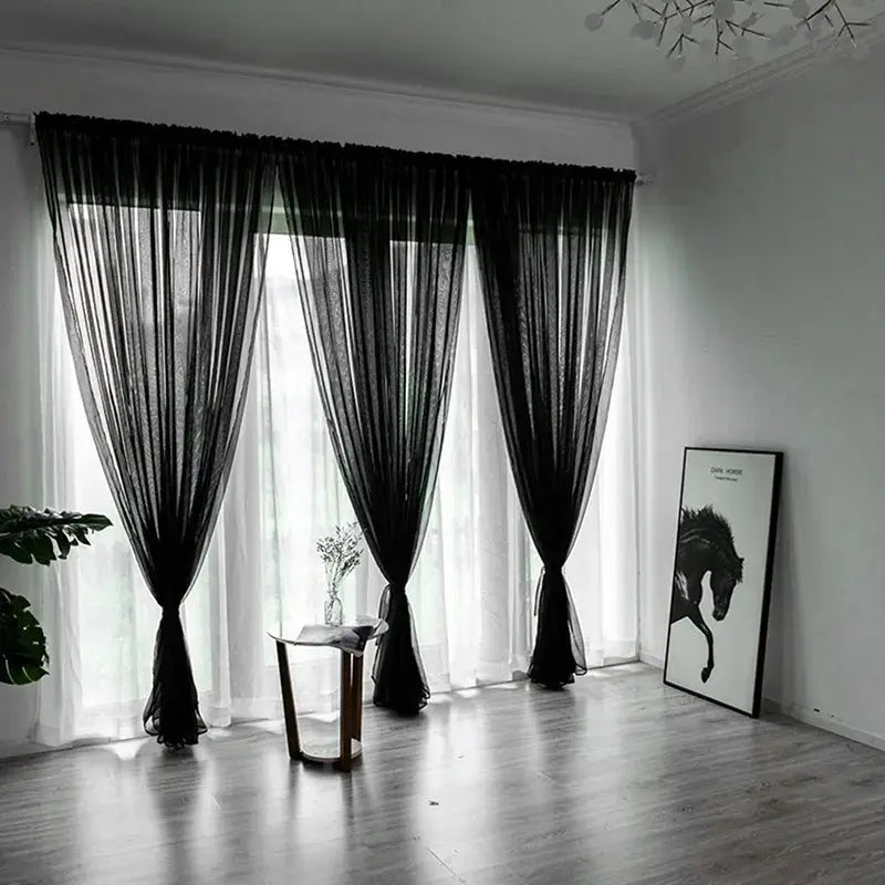 100x200cm 1PC Solid Color Sheer Curtain For Living Room Window String Curtains Bedroom Drape Panel Tulle Treatments from PriceLows™