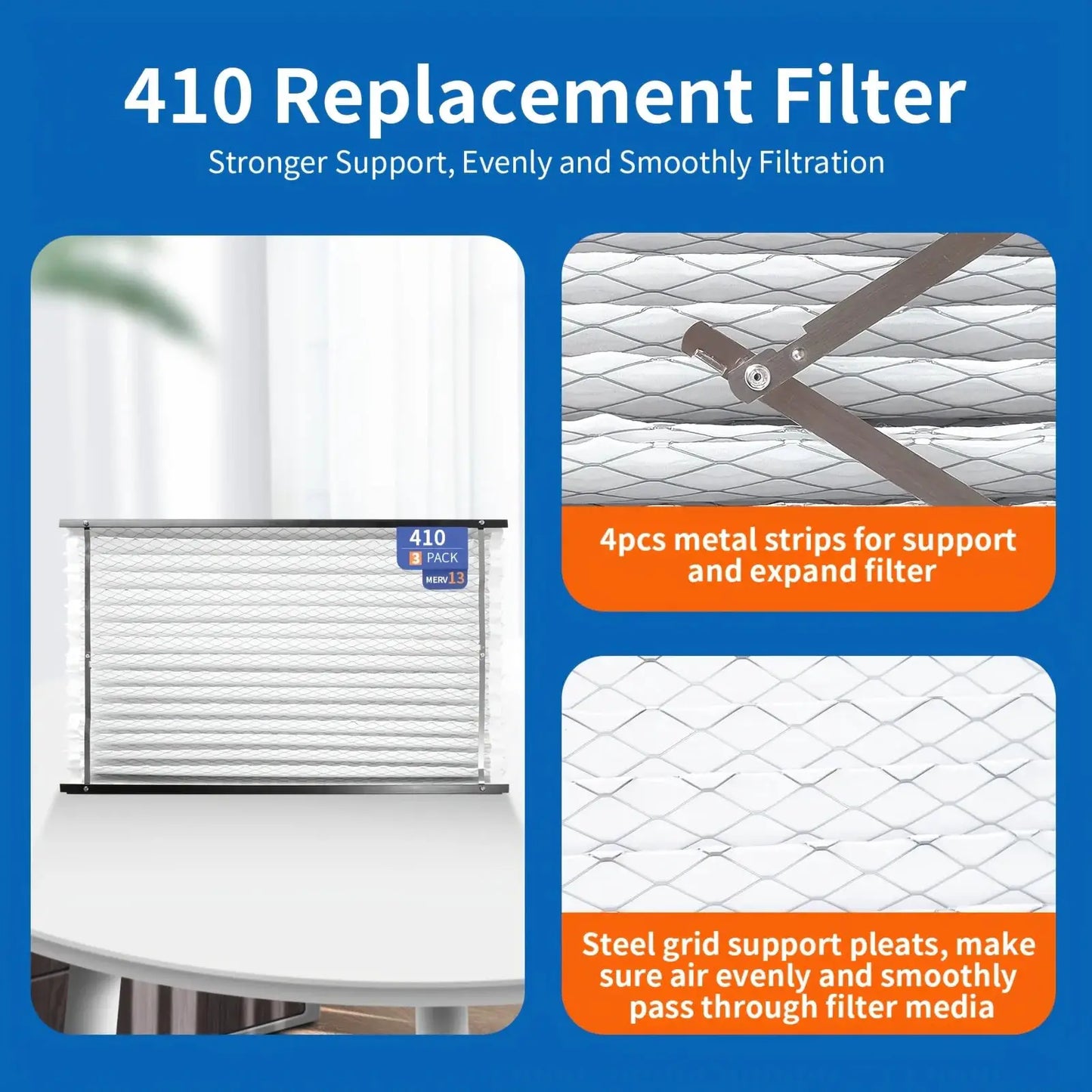 3-Pack HVAC Furnace Air Filters – MERV 13 Pleated Paper Filters, Compatible with Common Whole-House Systems (Sizes: 14x10x1, 16x10x1, 24x10x1, 24x16x1, 34x10x1, 44x0x1) from PriceLows™
