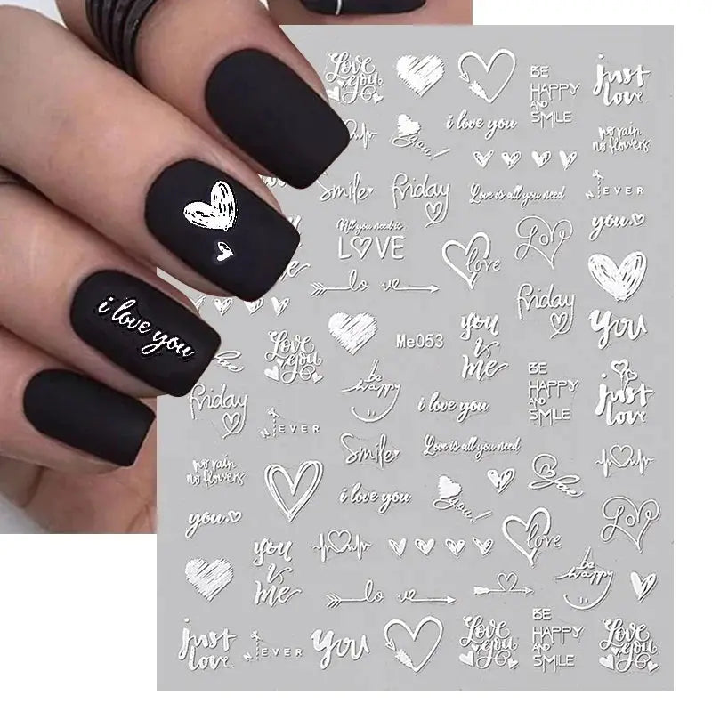1PCS Laser Love Letter Nail Sticker Nail Art Decoration Flower Star supplies Decals Press On Nails Stickers Parts from PriceLows™