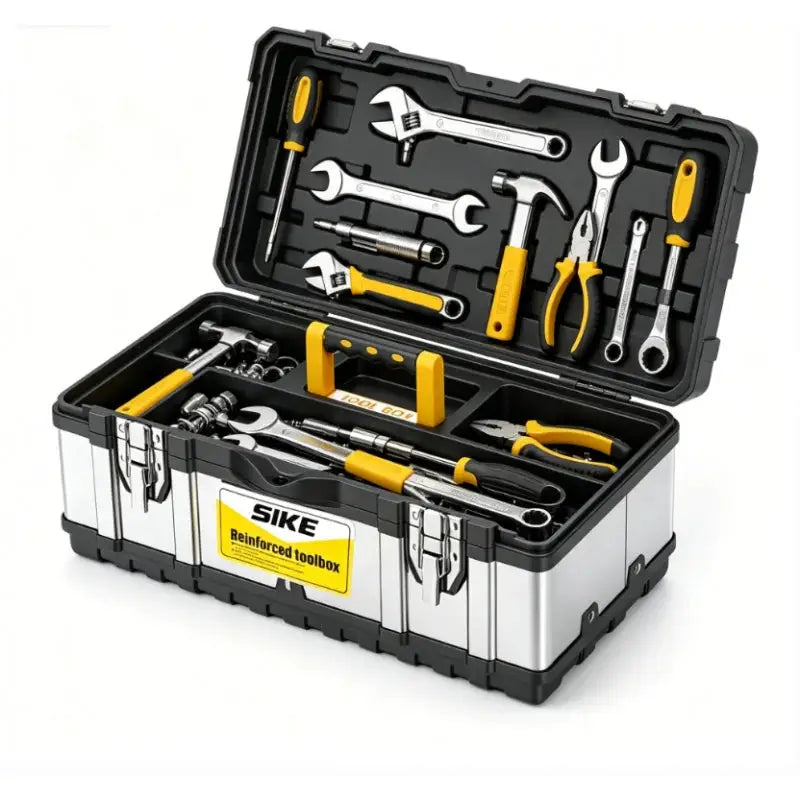 Portable Double Layer Storage Box Stainless Steel Thickened Anti-drop Multifunctional Household Hardware Tool Organizer Case from PriceLows™
