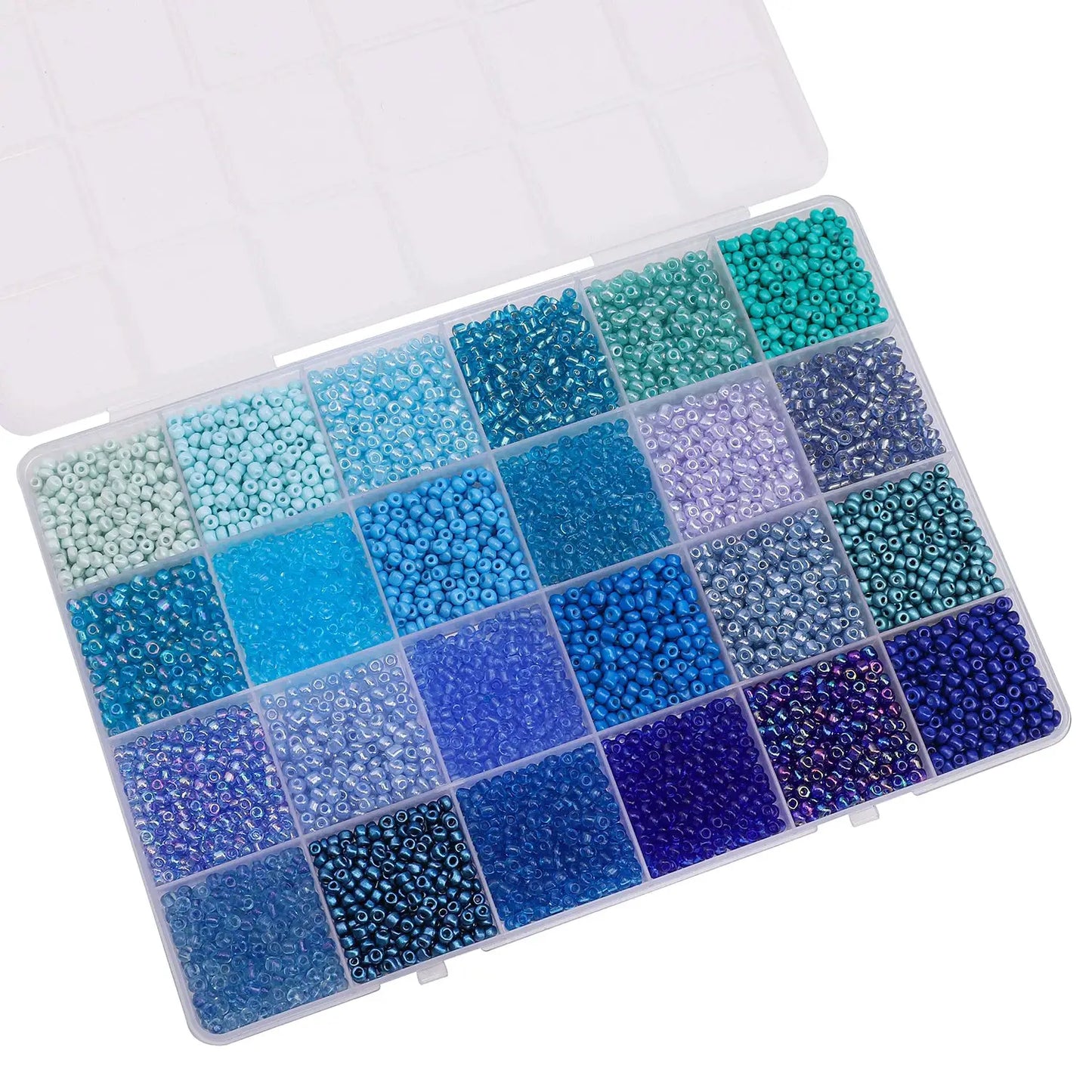 Glass Seed Beads Kit | 5200 Pc | 3mm Round | 24 Grid Box