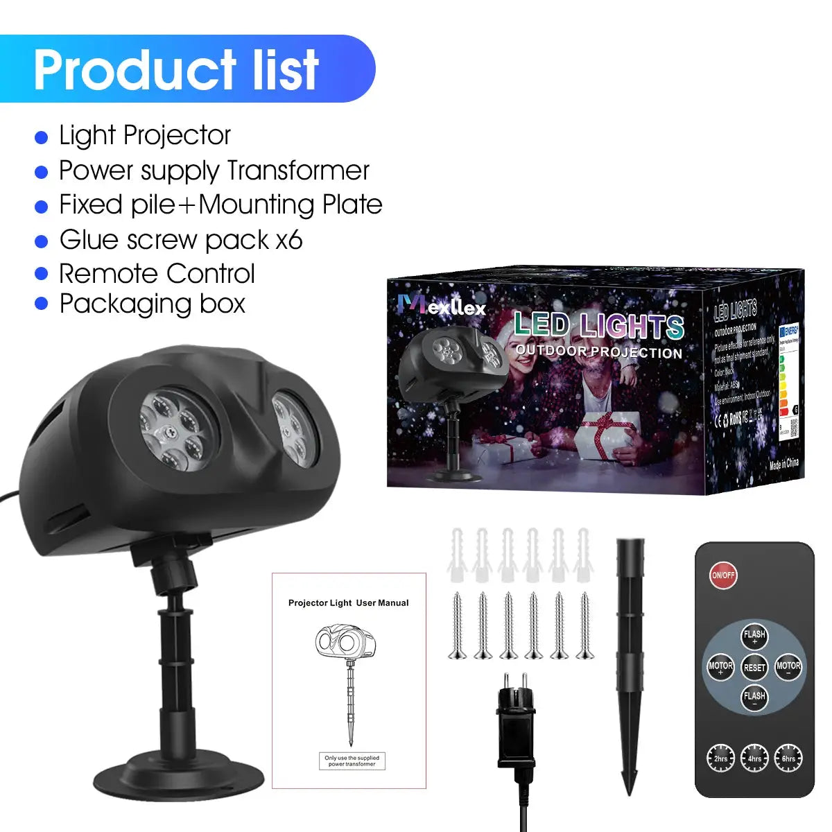 LED Snow Projector Light | IP65 Waterproof | Dimmable | Outdoor Decorations
