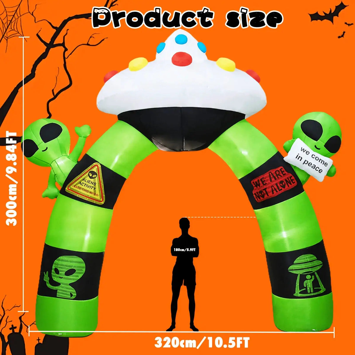 Halloween Inflatable Alien Arch | Built-In Led | Airblown Design | 10.5 Ft