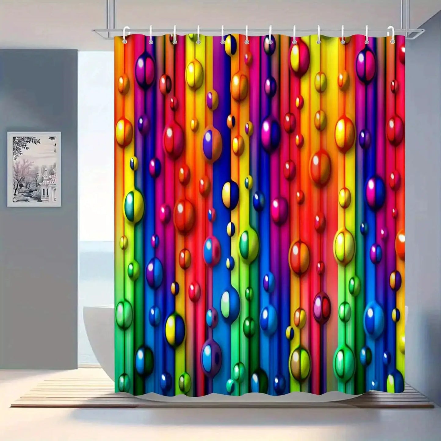 Universal Fit Shower Curtain With Hooks Set For Bathroom Decor And Water Control from PriceLows™