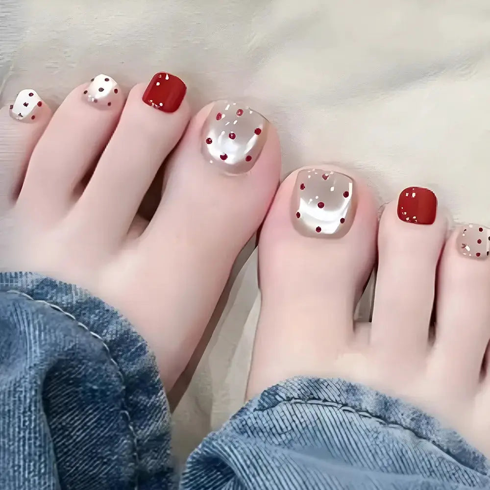Press On Toenails | Light Pink Cat Eye | 24 Piece Set | All Sizes