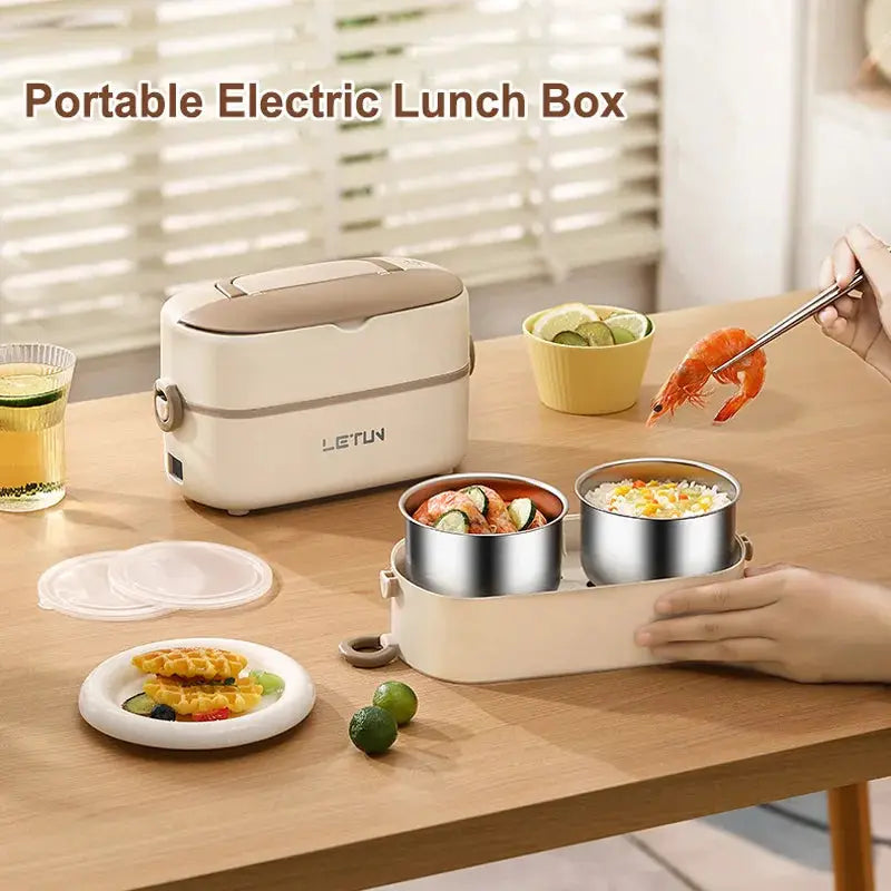 Upgraded 2.4L Double-layer Portable Electric Heating Lunch Box Household Multi-functional Rice Cooker Steamer Small Lunch Box from PriceLows™