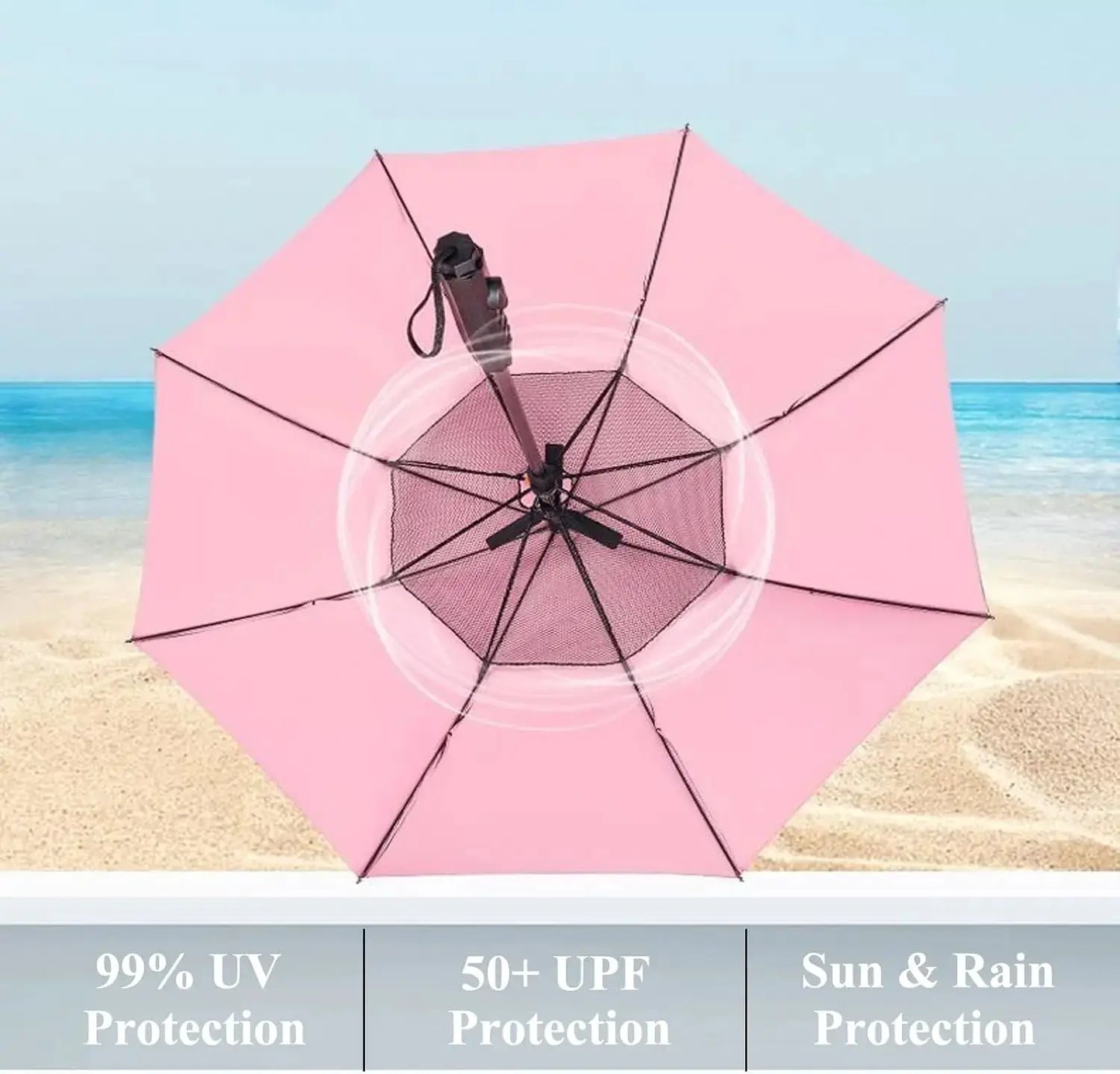 Cooling Sun Umbrella | USB Rechargeable | Built In Fan | Large