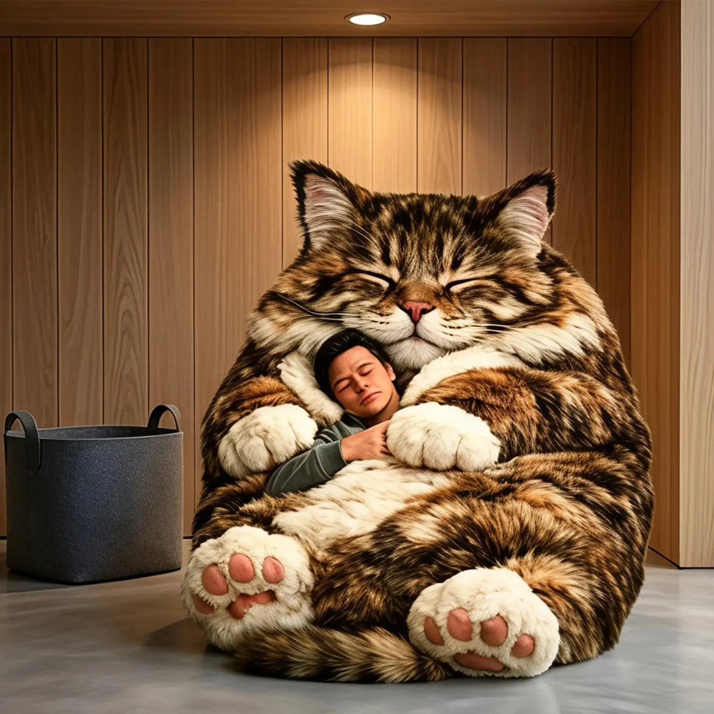 Cat Sleeping Bag | Polyester Cotton Blend | Plush Cartoon Print | Adult Size