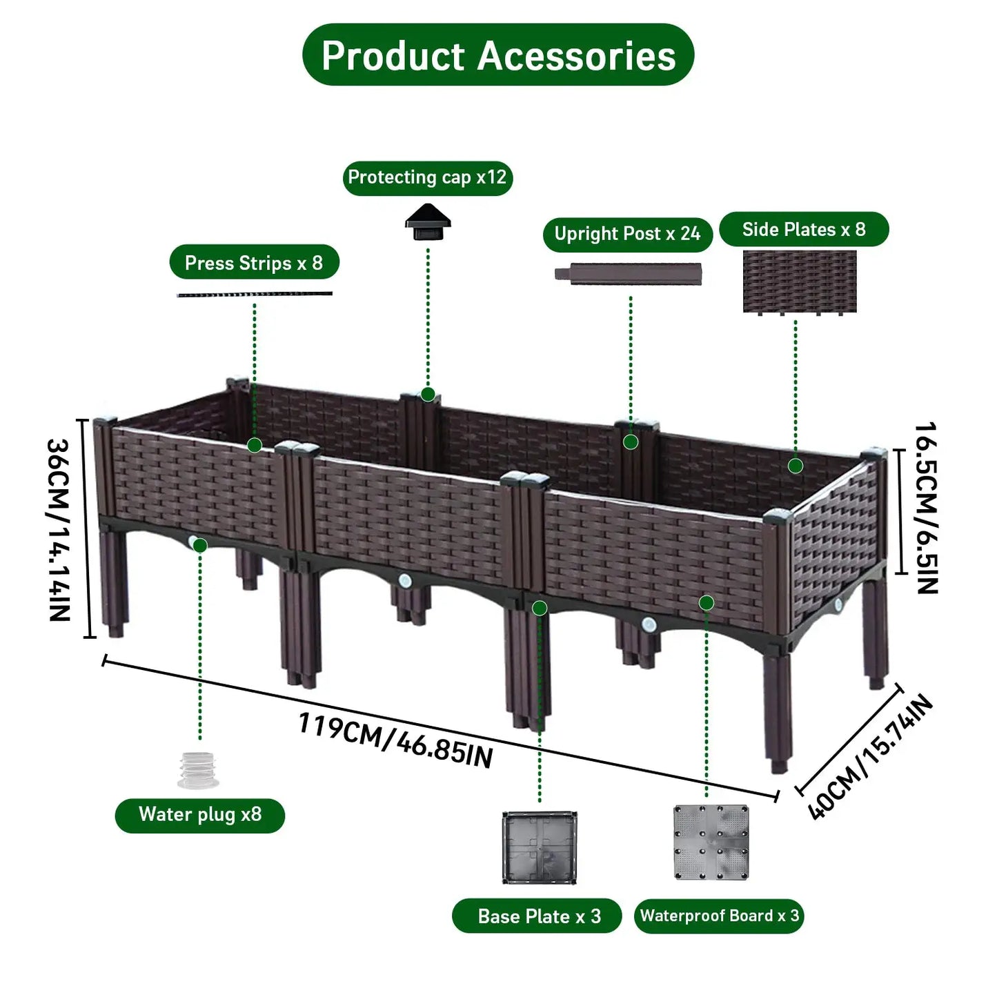 3pcs Vegetable Flower Raised Garden Container with Legs Elevated Planter Boxe withDrain Outlet for Indoor/Outdoor/Garden/Balcony from PriceLows™