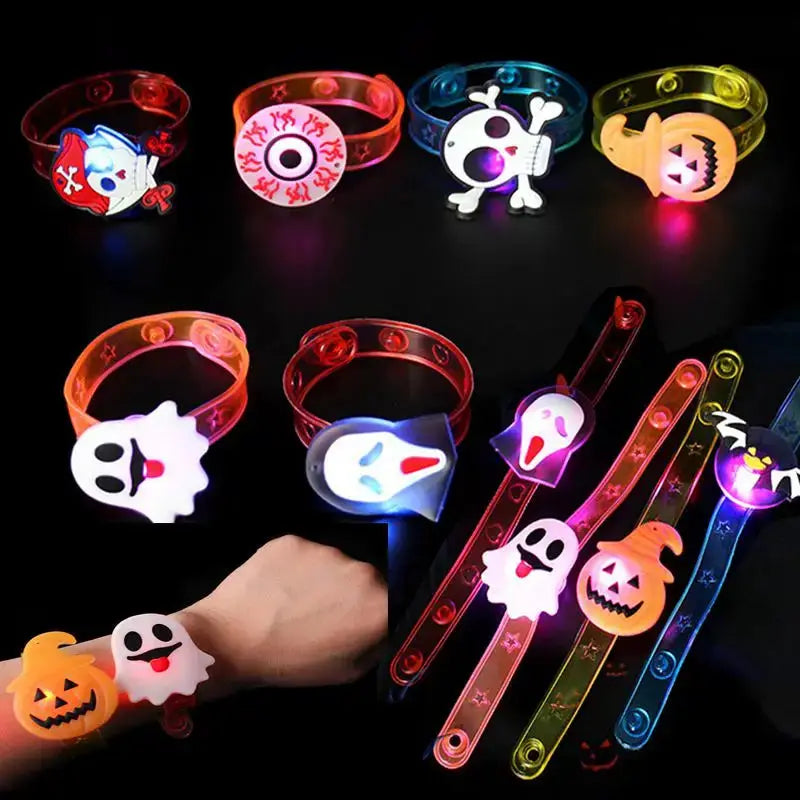 Halloween Glow Bracelets | Pumpkin Ghost Style | Soft Plastic | One Size