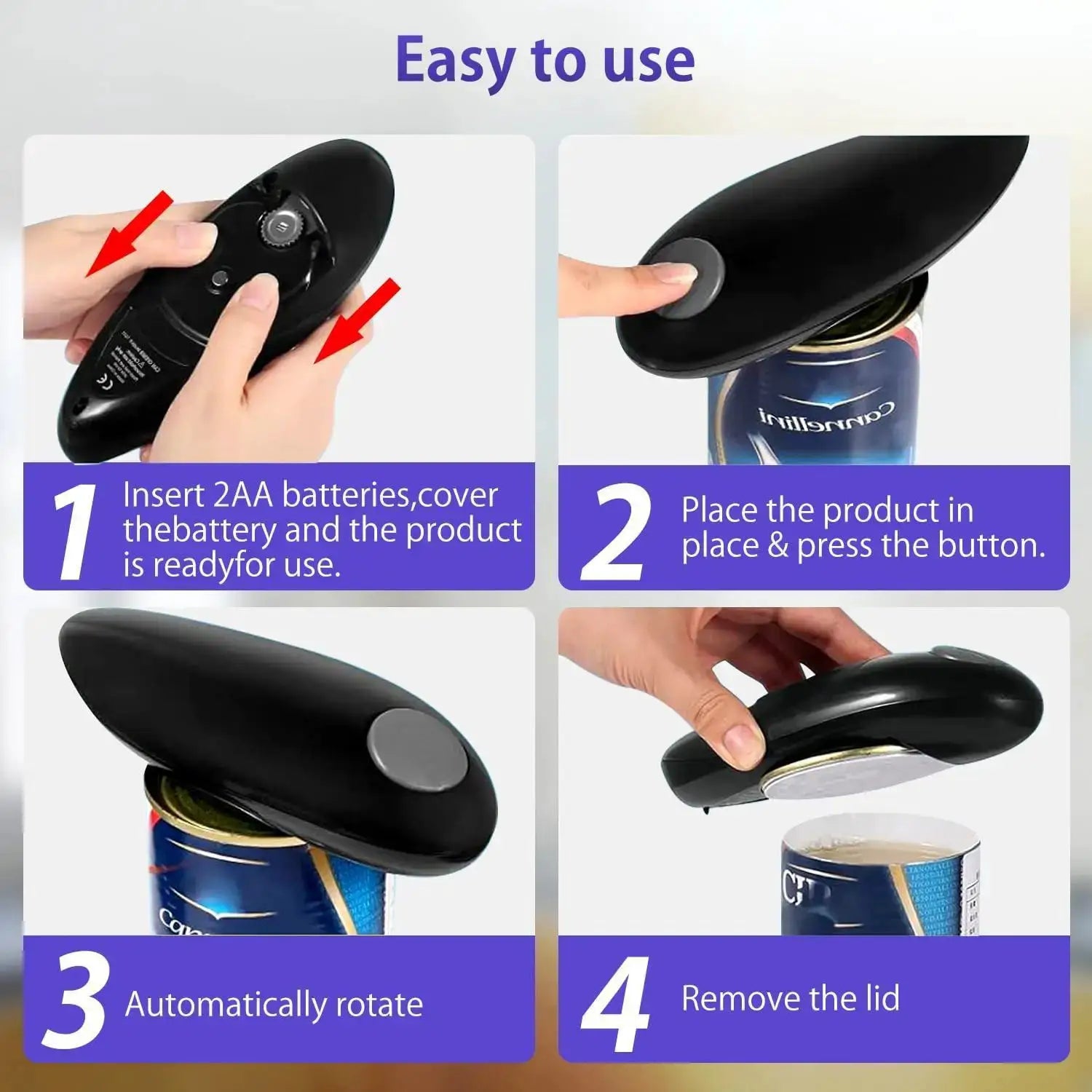 Electric Can Opener, Compact Cordless, Battery Powered (Requires 2 AA, Not Included) Disabled Hands, for Kitchen, Camping from PriceLows™