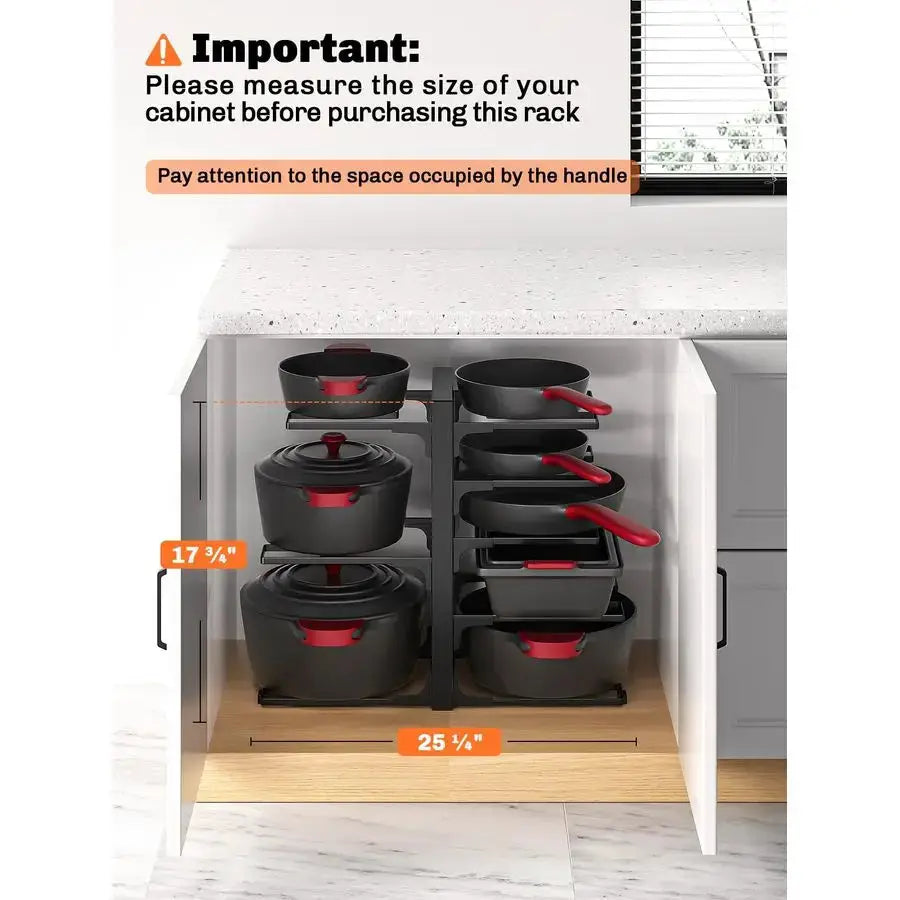 8Tier Pots and Pans Organizer under Cabinet, 15.83 Height Heavy Duty Pot Pan Organizer Kitchen Cabinet Organization and Storage, from PriceLows™