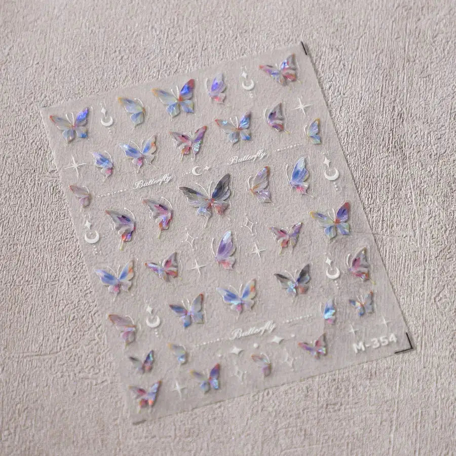 1Pcs 5D Embossed Aurora Butterfly Nail Art Stickers Self Adhesive Decals For Nails Decoration DIY 3D Acrylic Nail Supplies Parts from PriceLows™