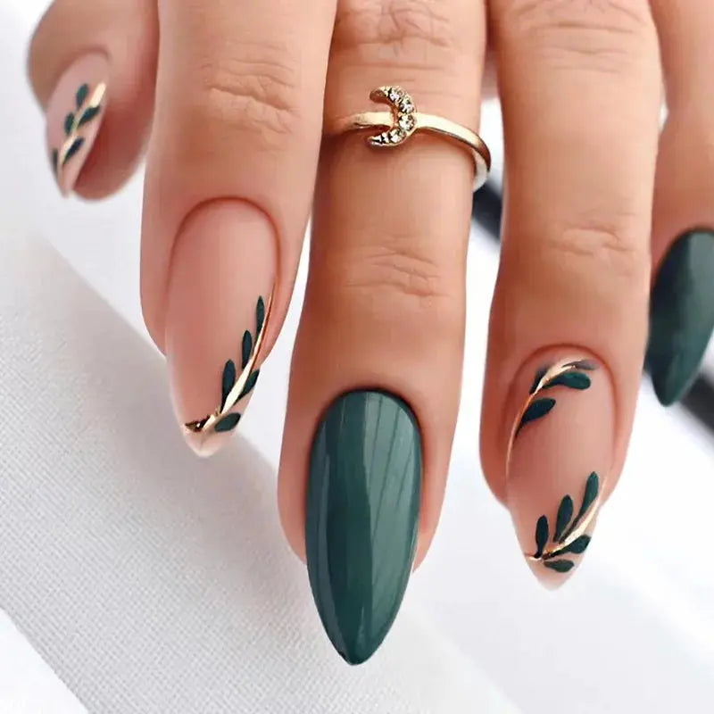 Almond Press On Nails | Acrylic Finish | Pearl Flower Design | 24 Piece Set