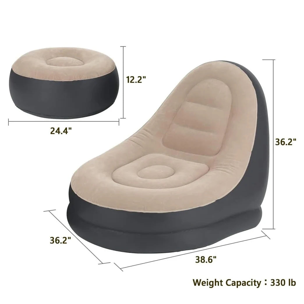 Inflatable Plush Sofa | Foldable Foot Sofa Bed | Outdoor Use | One Size