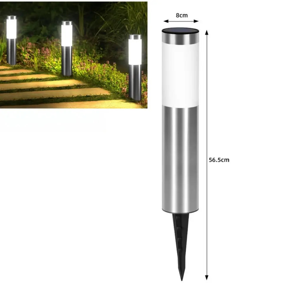 Solar Stainless Steel LED Modern Pathway Lights Upgraded Courtyard Outdoor Garden Cylindrical Lawn Light Outside Walkway Decor from PriceLows™