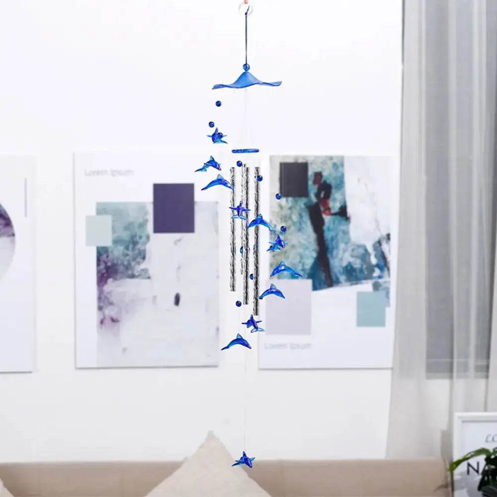 Creative Dolphin Love Wind Chimes Hanging Pendant Ornament Handmade Crafts Gift Indoor Outdoor Garden Decor from PriceLows™