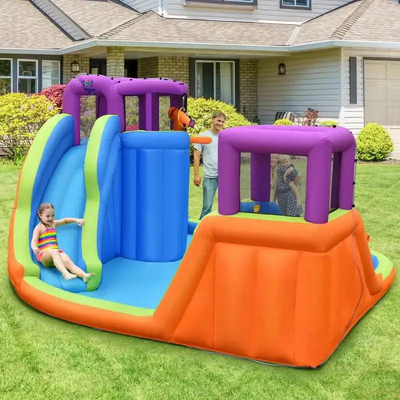 6-in-1 Inflatable Dual Water Slide Bounce House Without Blower from PriceLows™