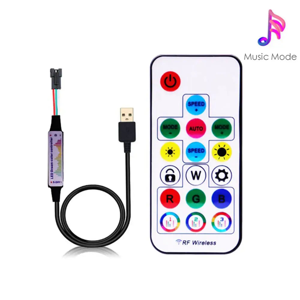 WS2811 WS2812B Led Pixels Strip Light Controller WS2812 USB/DC MINI 3Keys RF 14/17/21Keys Led Tape Remote Controller DC5-24V from PriceLows™