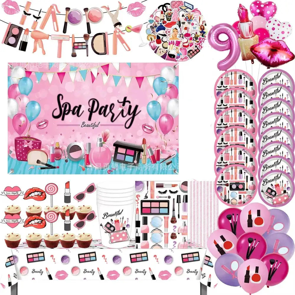 Girls Birthday Party Supplies | Paper Plate Napkin Tablecloth Set | Star Pattern