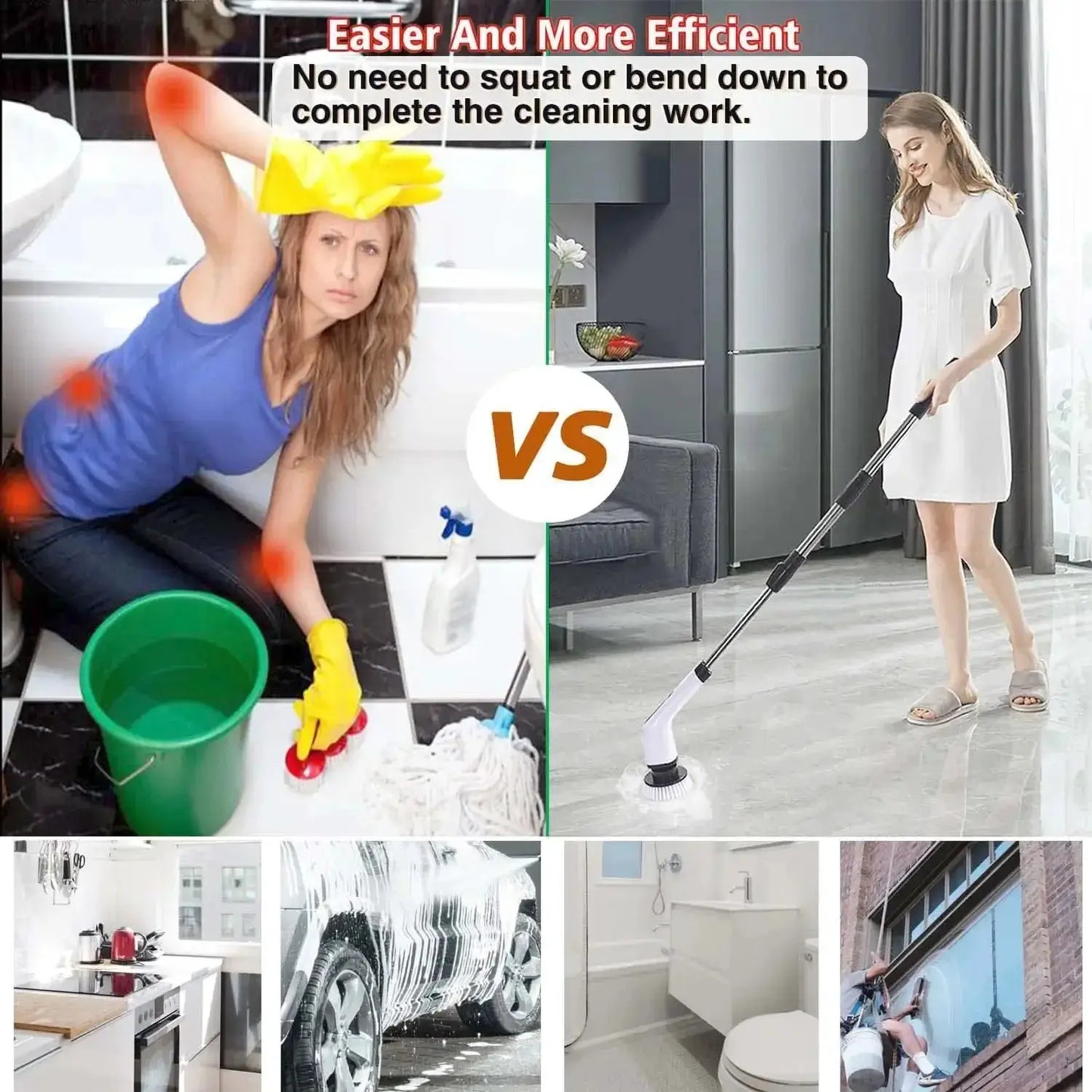 Electric Cleaning Brush | Cordless Spin Scrubber | Kitchen And Bathroom | Pack