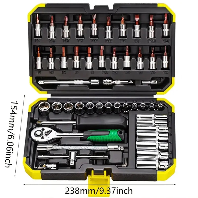 53 PCS Set of 1/4 Inch Socket Ratchet Wrench Set, Socket Drill Bit Extension Rod Automotive Repair with Case Car Repair Househol from PriceLows™