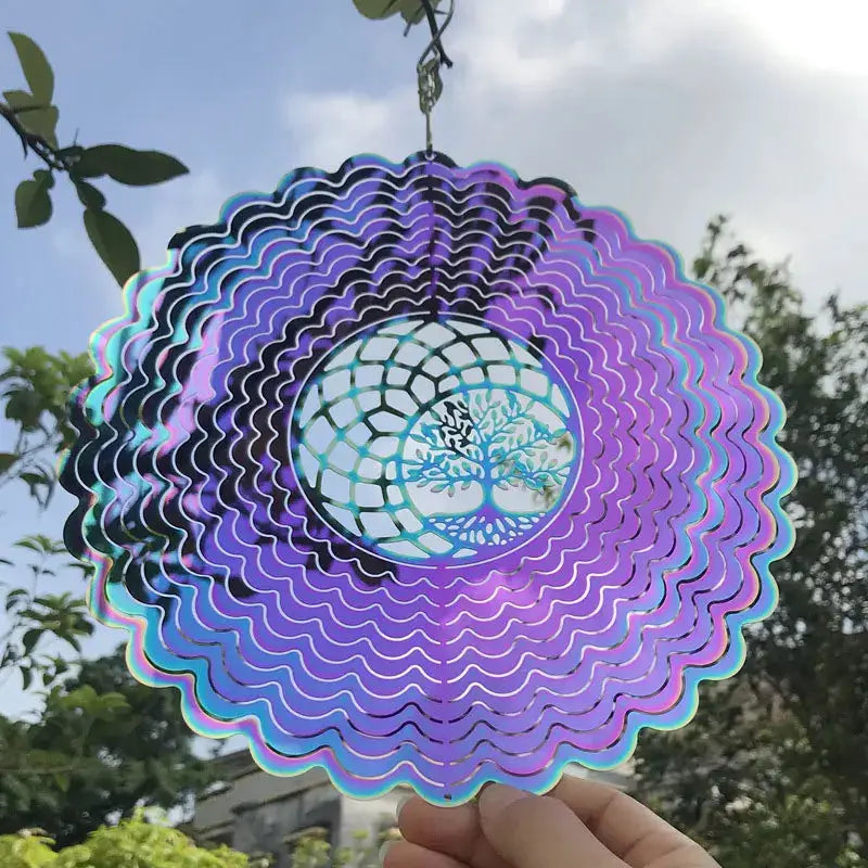 Heart Square Drop Shape Stainless Steel 3D Rotating Wind Spinner Chime Metal Decor Home Garden Decoration Outdoor Indoor Rooms from PriceLows™