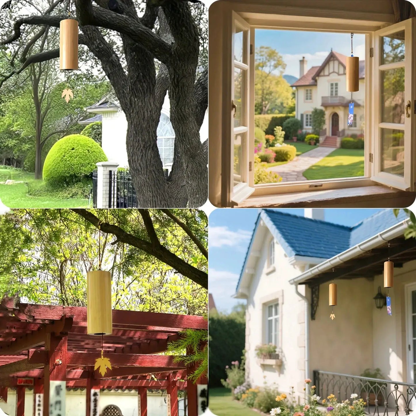Japanese Bamboo Wind Chime Musical Chord Windchime with Soothing Sound Meditation Zen Wind Chimes for Outdoor Patio Garden Decor from PriceLows™