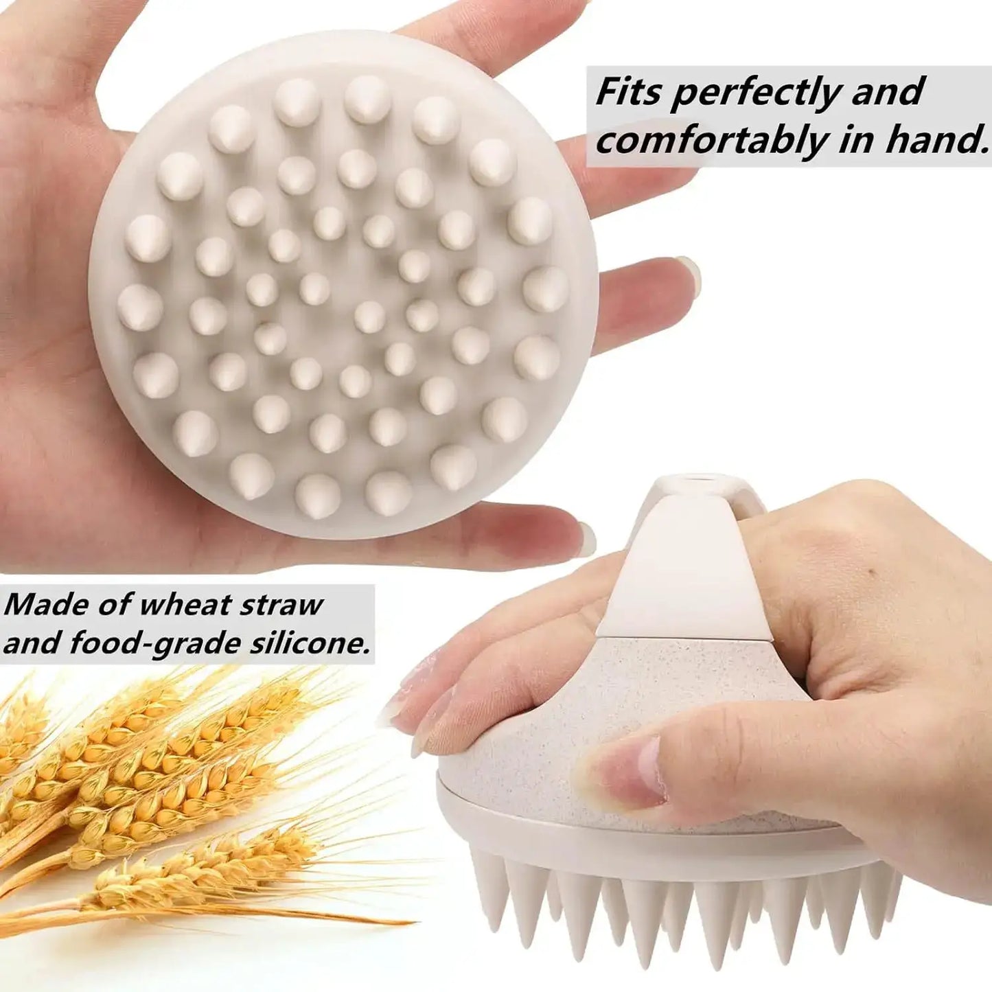 Silicone Hair Scalp Massager Brush | Soft Bristles | Beige