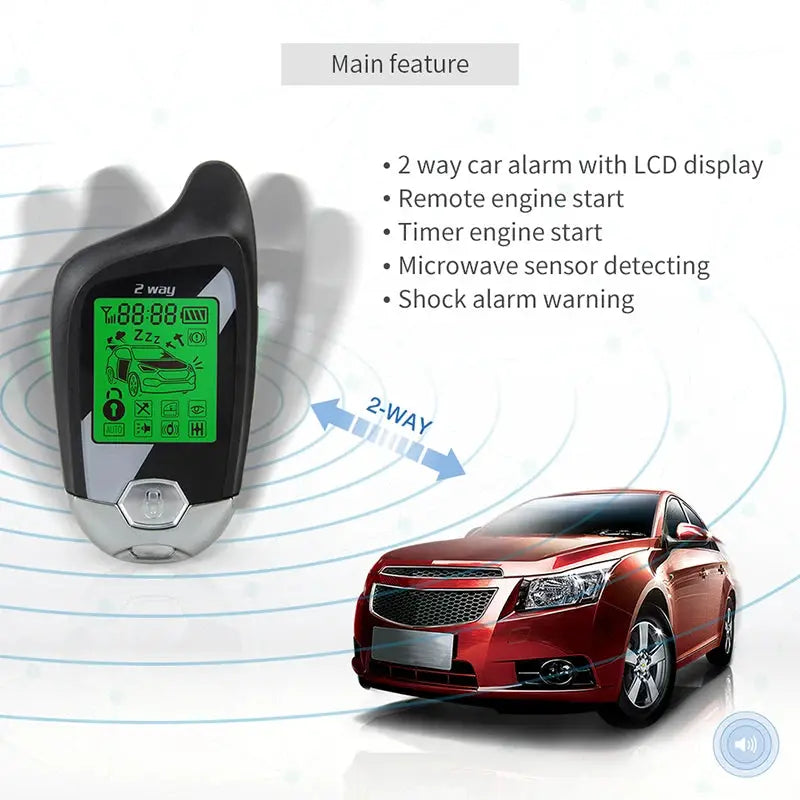 EASYGUARD Two Way Car Alarm Keyless Entry System Remote Starter Lcd Pager Display Vibration Alarm Microwave Sensor Warning 2 Way from PriceLows™