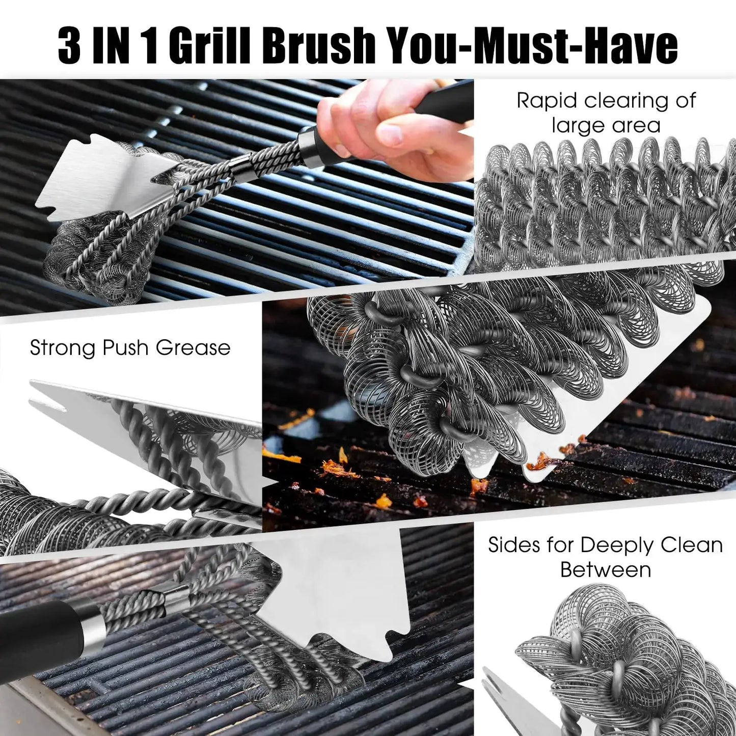 BBQ Grill Brush | Stainless Steel | Bristle Free | 1 Count
