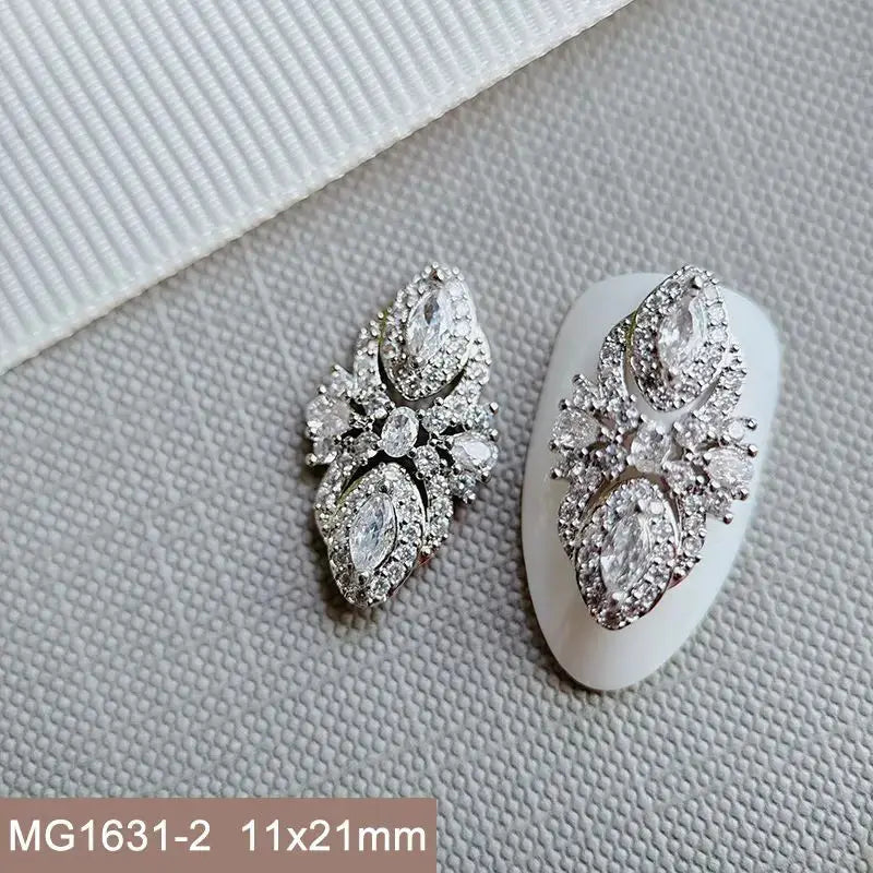 10pcs Silver Rhombus Streamer Bowknot Tassel Zircon Nails Jewelry Decorations DIY Wear Nail Art Accessories Charms Part Supplies from PriceLows™