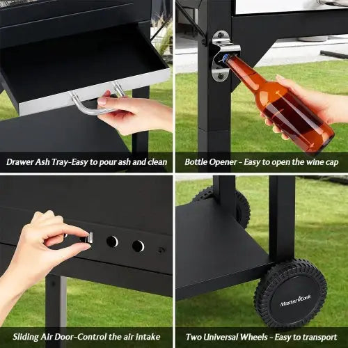 Charcoal Grills with Two Side Tables, 332 SQIN Cooking Area Outdoor Smoker Barbecue bbq grill or Camping, Patio,Backyard Party, from PriceLows™