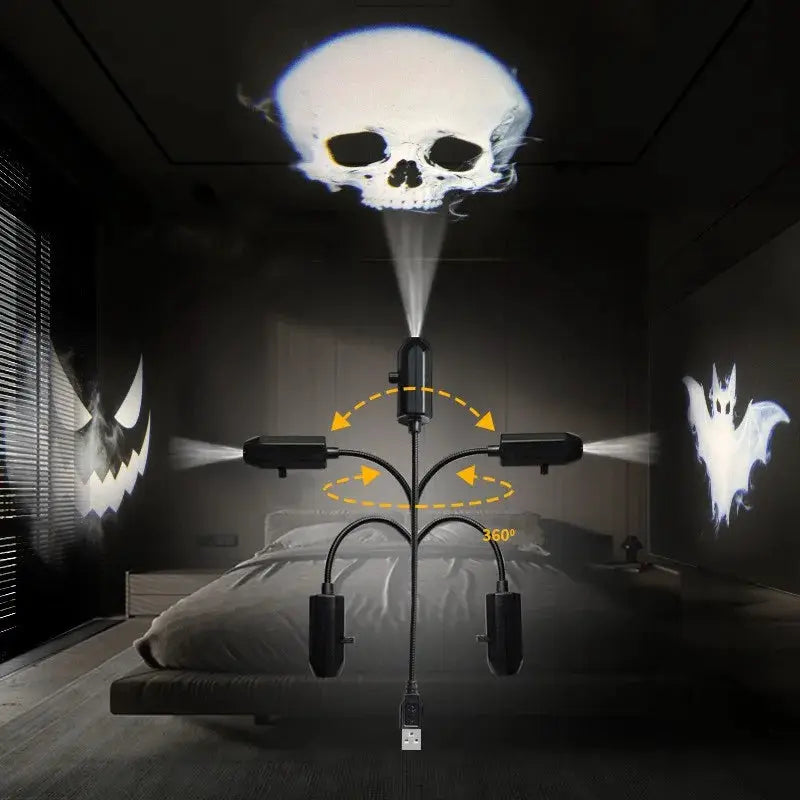 LED Projector Light | Switchable Patterns | USB Powered | Ghost Skull
