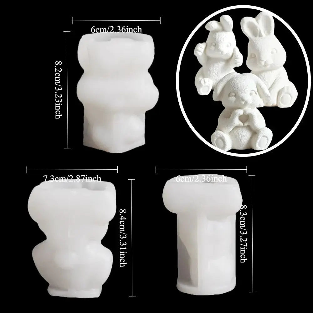 Silicone Rabbit Mold Set | Resin Crafts | 3pc Shape Kit