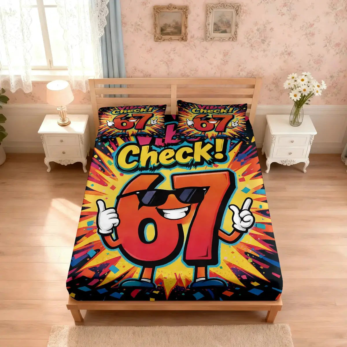3pcs Funny 67 Element Printed Coreless Bed Sheet Set, Multi Size Soft Bed Cover, Bedroom Bedding Decoration, Machine Washable from PriceLows™