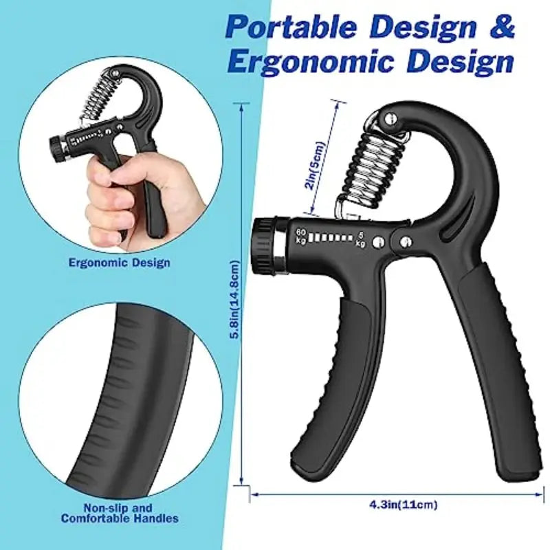 R Shaped Hand Grips | Adjustable Resistance | Wrist Rehab | Standard