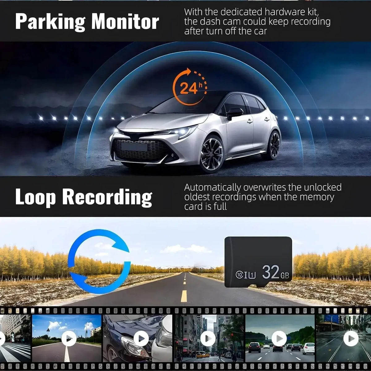 Car Dash Cam | 1080P Hd Dual Lens | Ir Night Vision | 3.5 Inch Ips Screen
