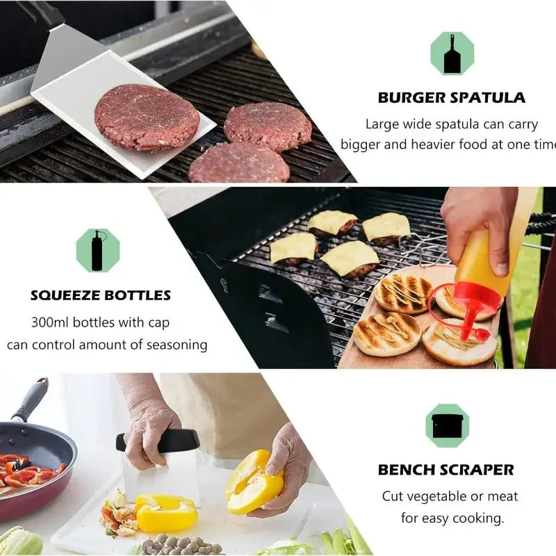 Griddle Accessories Kit | Enlarged Spatulas Included | Scraper | Teppanyaki Set