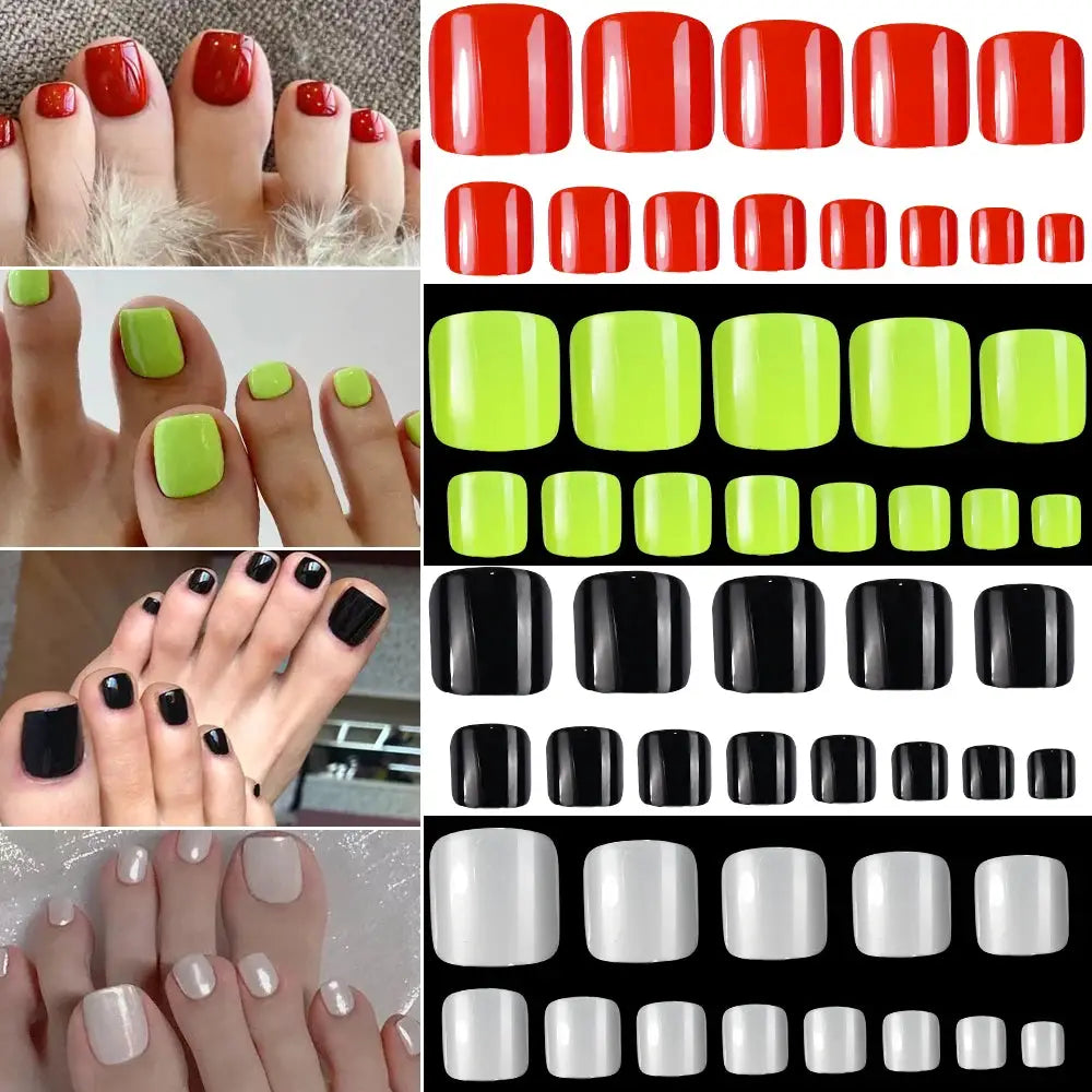 False Toenails | 120 Piece Set | French Style | Size M