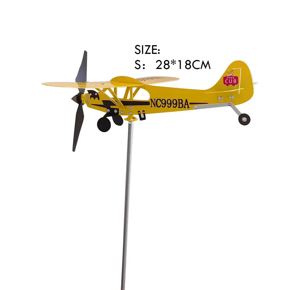 3D Plane Weather Vane Creative Chic Metal Airplane Garden Weather Vane Plug Decor Anti-corrosion Weatherproof for Outdoor Garden from PriceLows™
