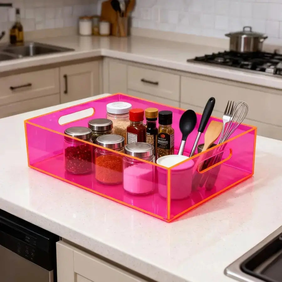 Storage Bin Acrylic Pantry Storage Container with Handles Kitchen Organizer Bin for Cabinet Cupboard Organization, Heavy Duty, 1 from PriceLows™