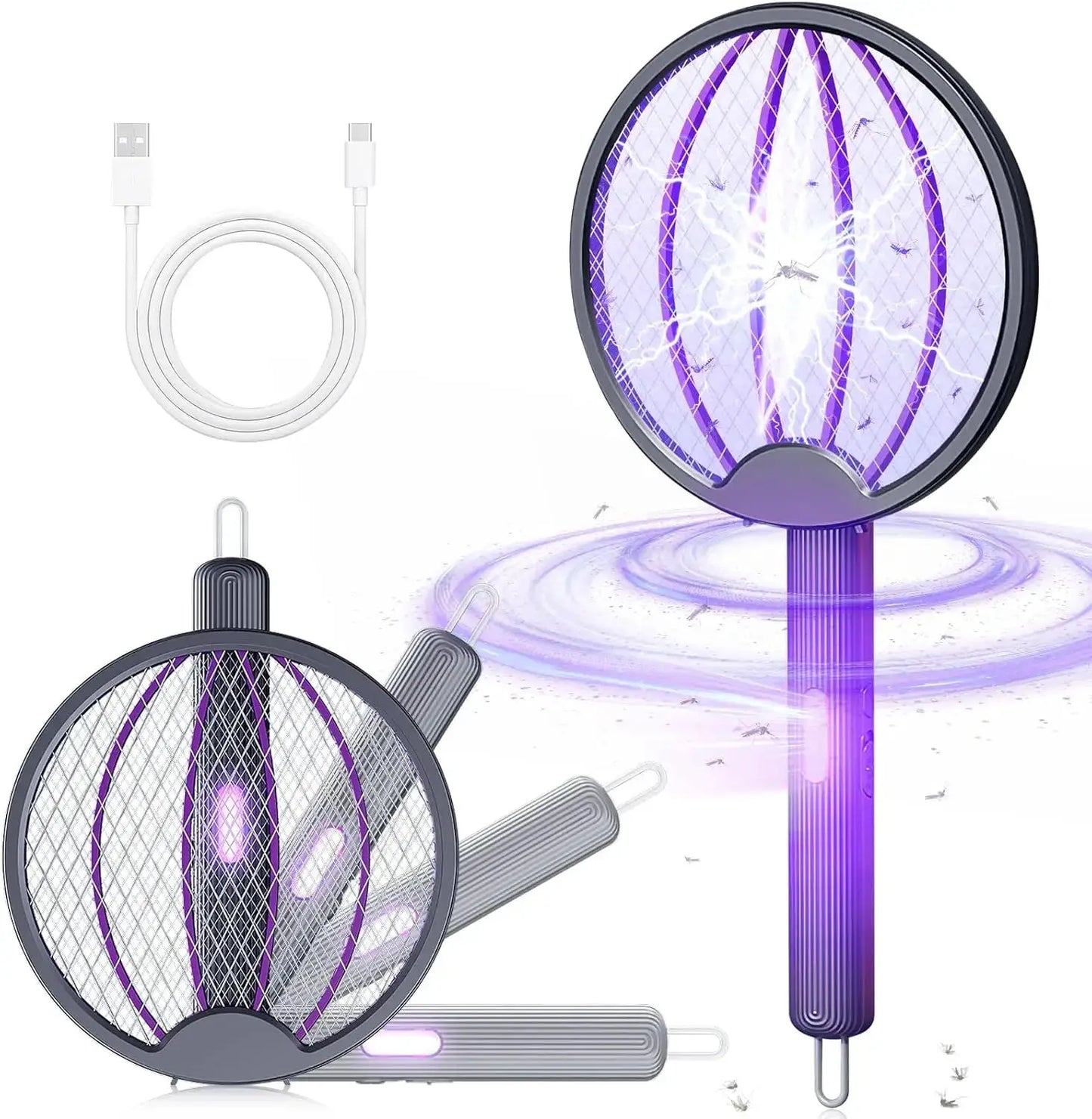 3Styles Electric Mosquito Swatter Rechargeable Mosquito Killer Lamp Wall Mounted Bug Zapper Racket for Home Bedroom Living Room from PriceLows™
