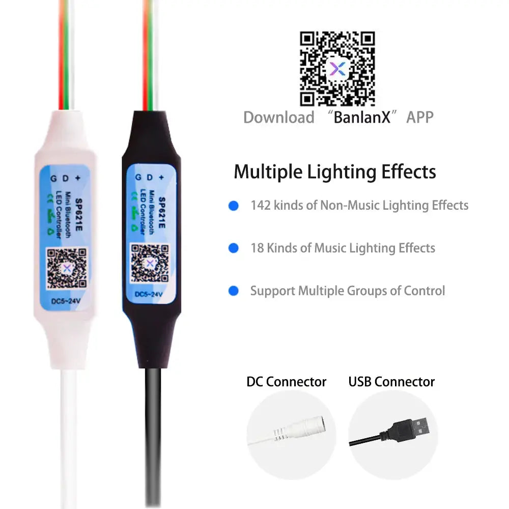 Mini WS2812B WS2811 LED Pixels Strip Light Controller 3Keys DC USB SP621E Music Bluetooth APP Control DC5V-24V from PriceLows™