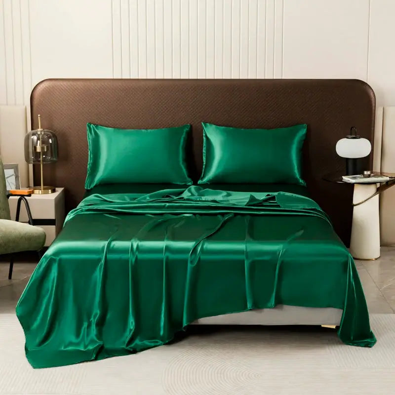 Satin Silk Bed Sheet | 60 Fabric Count | Solid Color | Twin Queen King