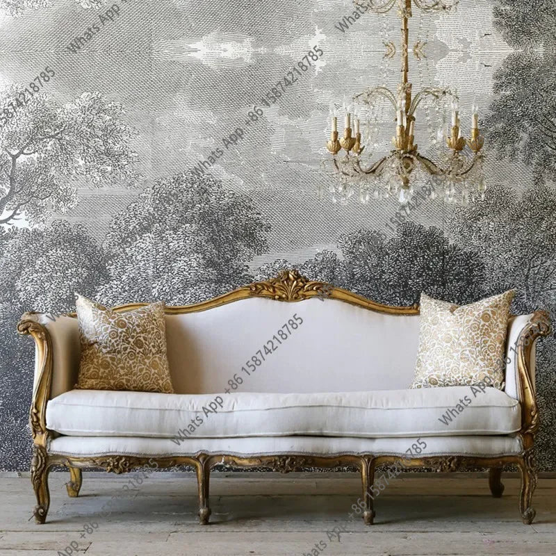 Fabric Sofa | Carving Flower Design | Fabric Upholstery | S Shaped Customizable