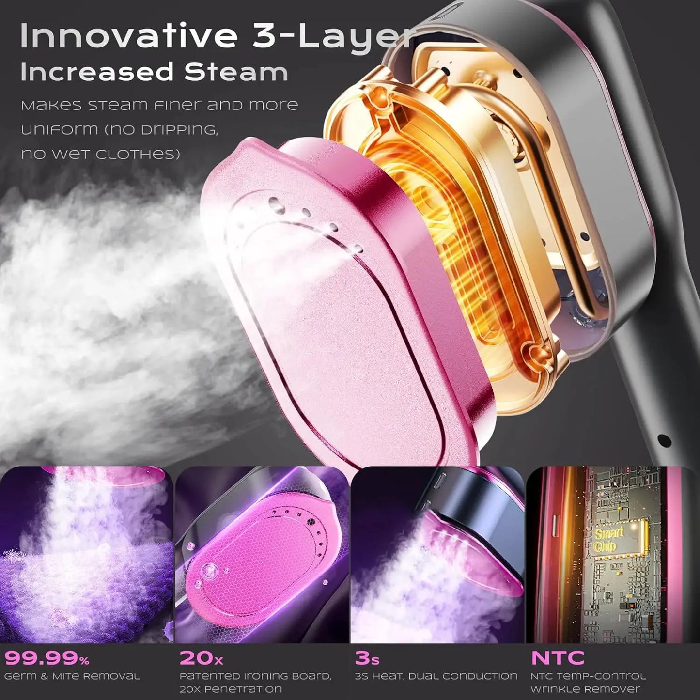 Handheld Garment Steamer | Fast Heat | Portable Travel | 220V Voltage