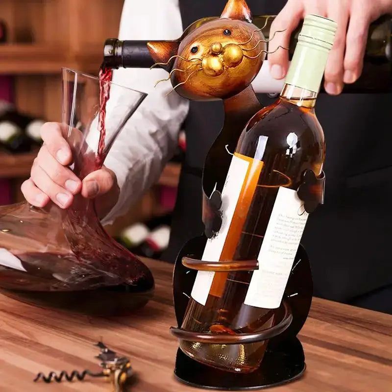 Wine Bottle Holder Collectible Tabletop Decor Wine Rack Cute Cat Figurine Wine Bottle Keeper for Display and Storage Accessorie from PriceLows™