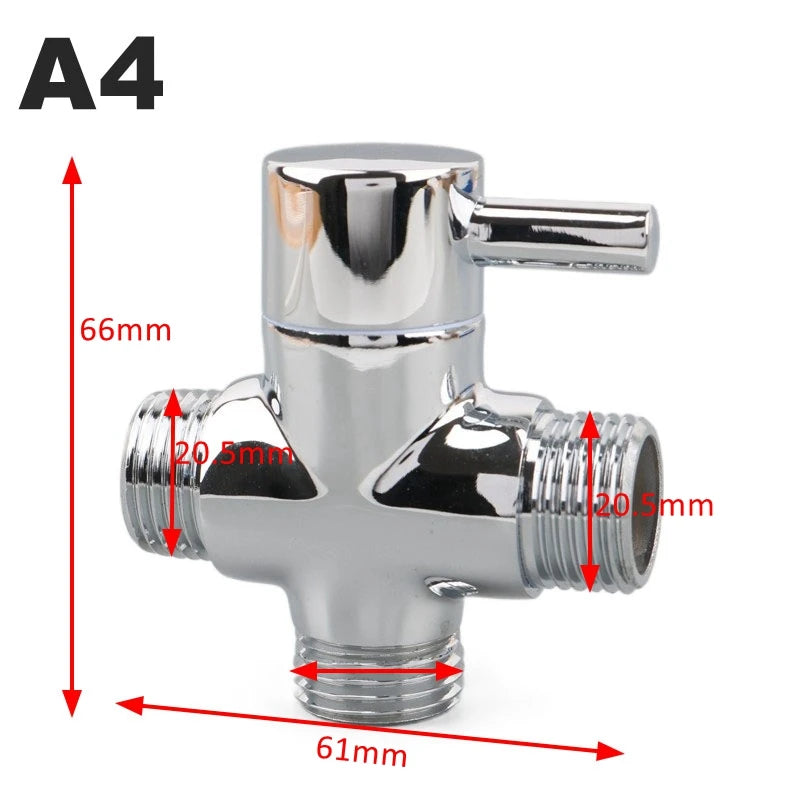 Shower Diverter Valve | 3-Way Brass | G1/2 G3/4 Threads | Shower Arm Adapter
