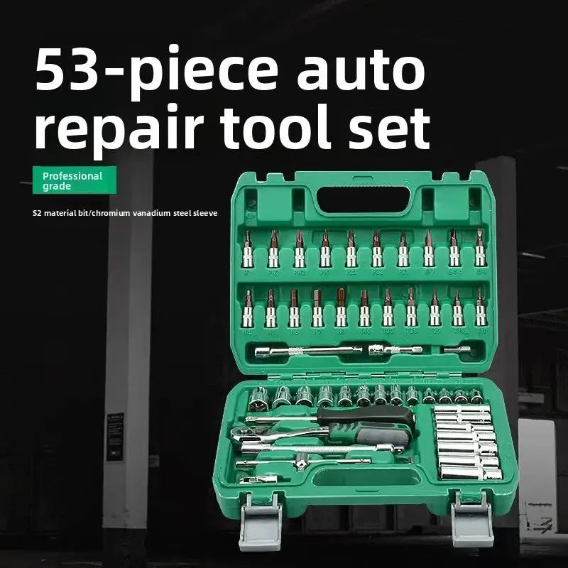 53-piece 24-tooth Auto Repair Tool Kit, Maintenance and Repair Hardware Tool Set, Household Hardware Repair Kit Combination from PriceLows™